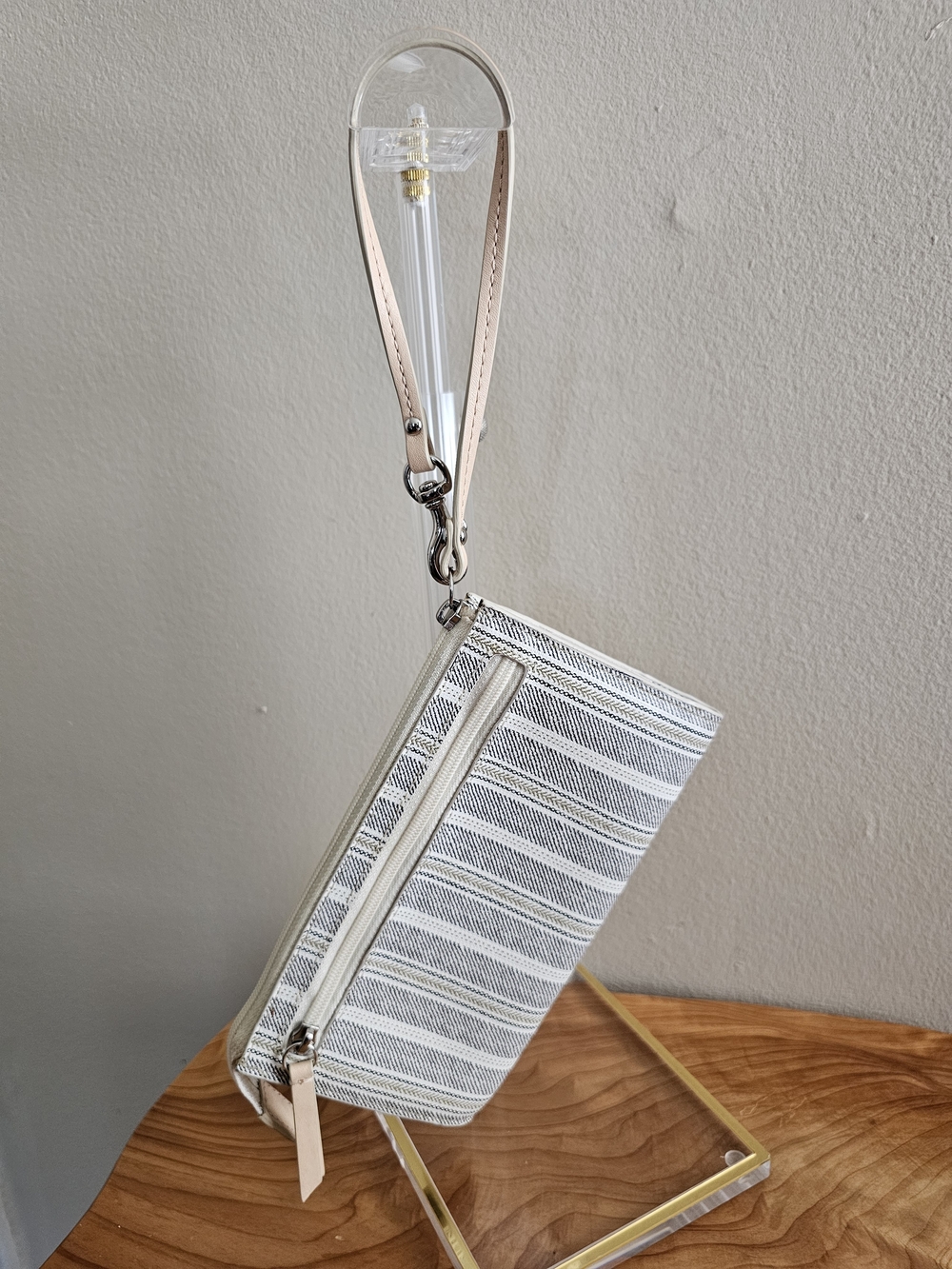 COACH Striped Wristlet in Cream and Black - Picture 5 of 7